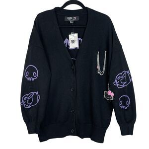 Hello Kitty Kuromi Cardigan Medium Black Graphic Button Up Sweater Forever 21